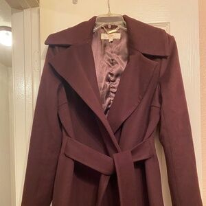Trina Turk Wrap Coat Wine Color